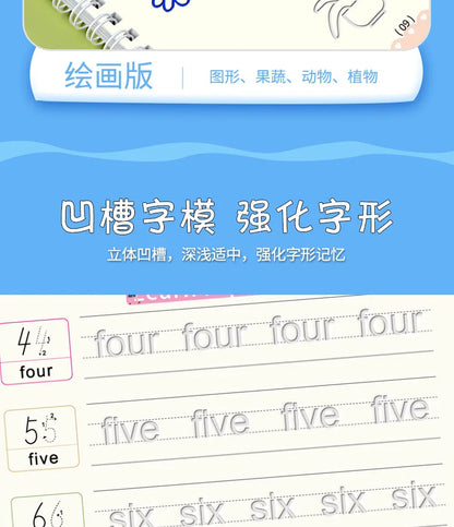 Reusable Magic Copybook Drawing Toys for Children Montessori Pen Control Training Writing Sticker Learning Educational Toy Kids