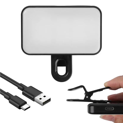Mini Selfie Fill Light Rechargeable Adjustable Brightness Clip on 3 Mode Led Light for Mobile Phone PC Laptop Clip Filllight