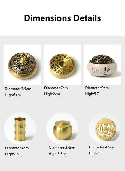 Incense Burner Set Brass Incense Fragrance Making Kit Incense Sealing Mold Incense Holder for Yoga Meditation Home Fragrance