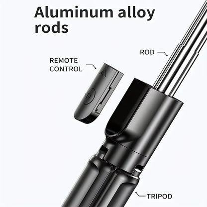 Roreta Wireless Selfie Stick Tripod Stand Bluetooth Remote Extendable Tripod for iPhone Mobile Phone Tiktok Live Streaming