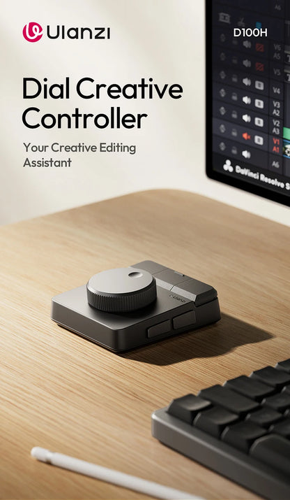 Uianzi D100H Dial Creative Controller Video Editing Assistant for Youtube Tiktok PR PS Support Bluetooth Key Production Console