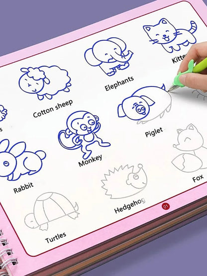 Reusable groove drawing book, develop drawing skills, practice writing, groove drawing book, control pen training calligraphy