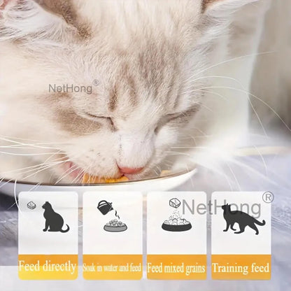 Freeze-Dried Egg Yolk Cat Treats with Cat Grass - Healthy Pet Snacks for Hair & Skin, Grain-Free, Natural Crunchy Food Topper