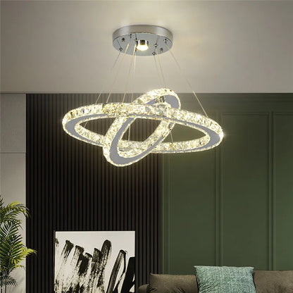 Luxury Rings Led Crystal Chandelier Mordern Pendant Light Living Dining Room Decor Fixture Suspension Luminaire Hanging Lustr