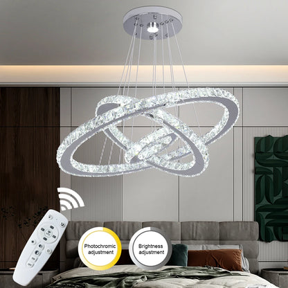 Crystal Pendant Light Living Room Remote Control Gold Chrome Lustre Ceiling Chandeilers Lamp for Bedroom Home Decoration Luminai