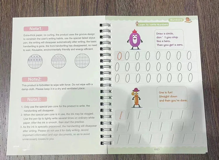 Magic Writing Book in Portuguese Calligraphy Notebook Montessori Kids Reusable Educational Calligraphic Letter Practice Toy