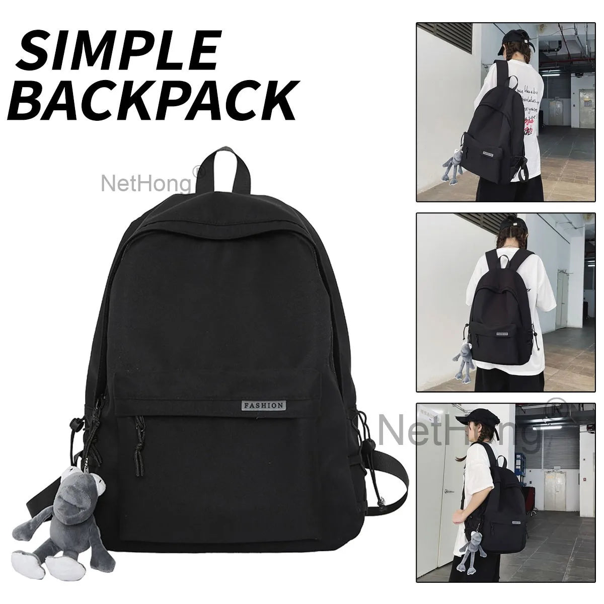 Retro Backpack School Rucksack for Laptop/Travel/Work Plain Bag Girls Boys uk~