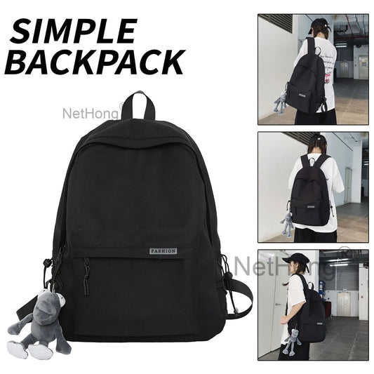 Retro Backpack School Rucksack for Laptop/Travel/Work Plain Bag Girls Boys uk~