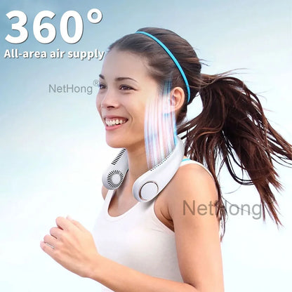 Digital Display Portable Neck Fan USB Rechargeable Wearable Travel Fans`