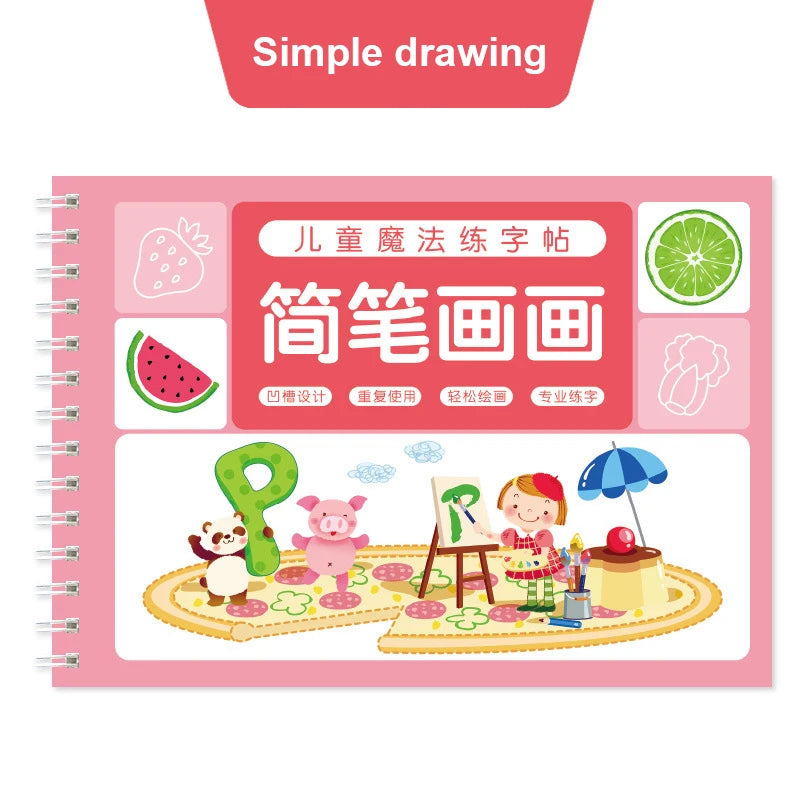 Reusable Children 3D Copybook For Calligraphy Numbers Handwriting Copybooks Learning Math Writing Practice Book For Kids