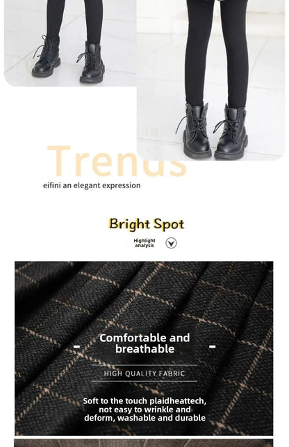 Girls Fleece Skort - Thickened Winter Leggings with Poodle Skirt | Warm Autumn & Winter Bottoms