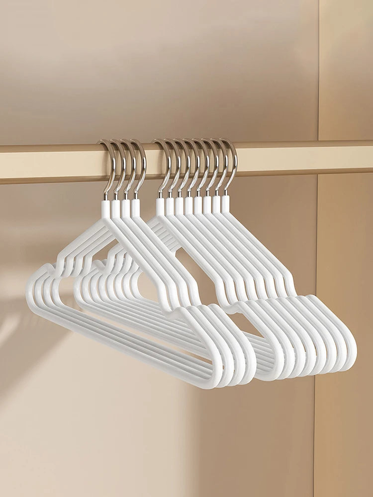 10pcs- Metal Traceless No-slip Clothes Hangers, Durable Strong Clothes Racks, Household Space Saver For Organization Of Bedroom,