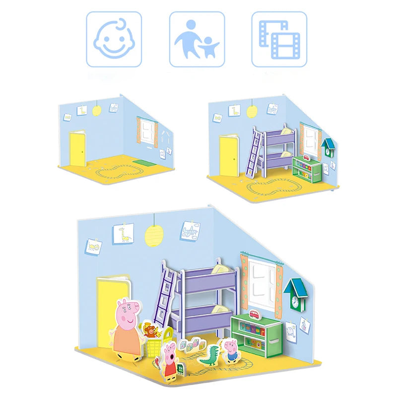 Peppa Pig 3D Puzzle Children's Puzzle Enlightenment Peppa Toys For Boys And Girls DIY Handmade House Models Gift Toys