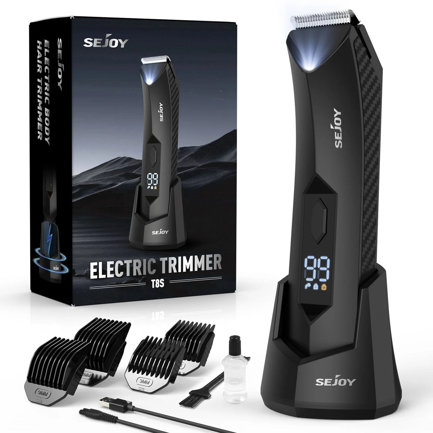 Sejoy 6 In 1 Body Hair Trimmer Kit Electric Beard Shaver Men&Women Nose Hair Trimmer Eyebrow Razor Portable Body Shaver IPX5