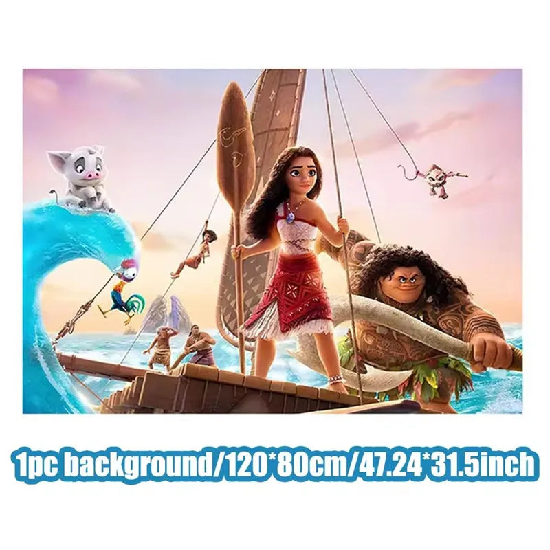 Moana 2 Birthday Party Decoration Supplie Vaiana Birthday Decoration Set Tableware Balloons Backdrop Plates Cups Baby Shower Toy
