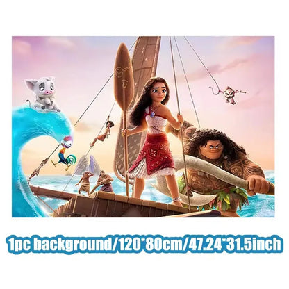 Moana 2 Birthday Party Decoration Supplie Vaiana Birthday Decoration Set Tableware Balloons Backdrop Plates Cups Baby Shower Toy