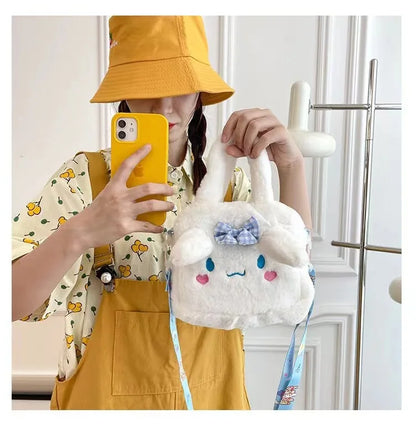 Hello Kitty Sanrio Plush Bag Kuromi Melody Cartoon Anime Portable Handbag Crossbody Cosmetic Kawaii Storage Bag Women Girls Gift