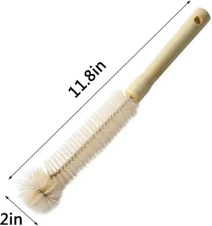 Bottle Brush Cleaner with Long Wooden Handle Water Bottle Cleaning Brush Natural Bristle Kitchen Scrub Bottle Brush for Cup Jug