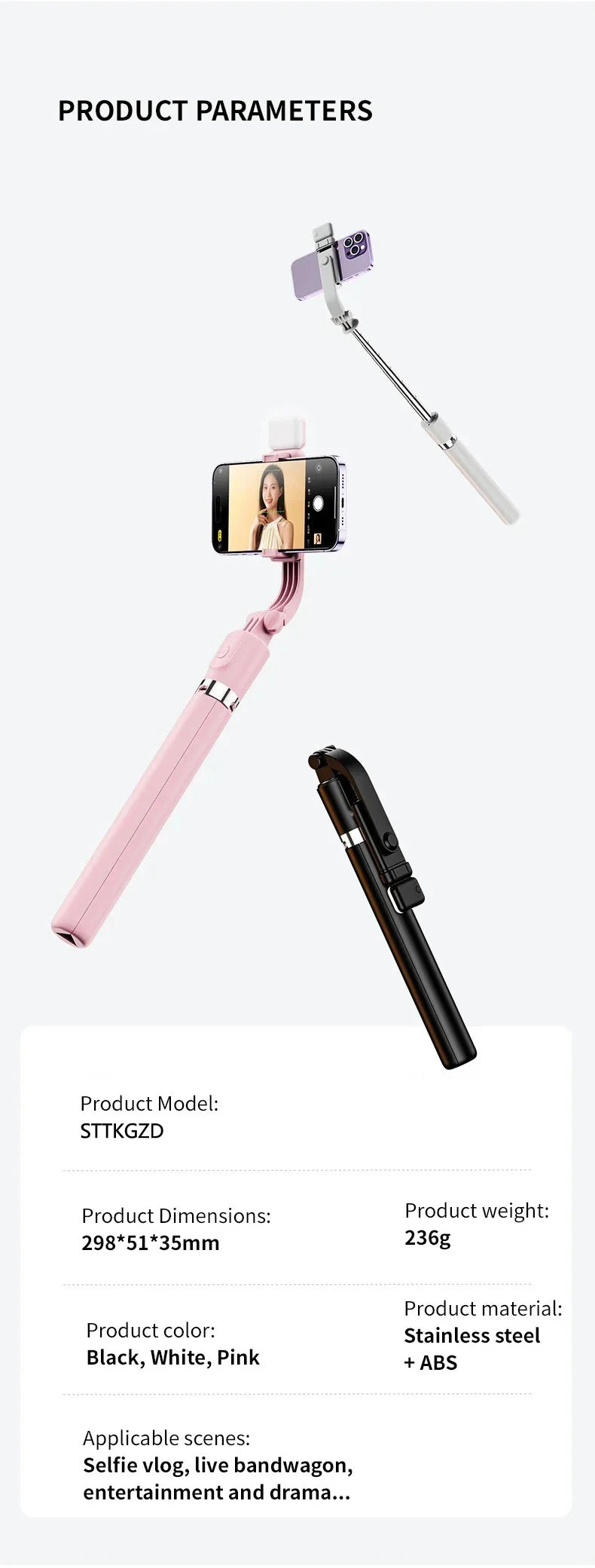 Ultra Long 1700mm Selfie Stick with Bluetooth Remote Portable Phone Holder And Fill Light Tripod Stand for Live Broadcasts