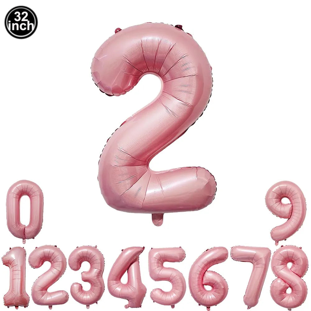 32inch Hot Pink Rose Foil Number Balloons Girls Birthday Pink Large Number Balloon Birthday Wedding Baby Shower Party Decor