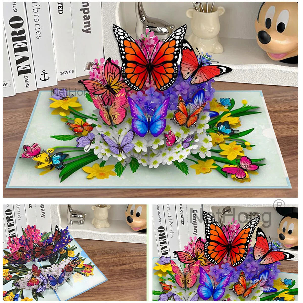 3D Butterfly Pop-Up Card - Floral Wreath Birthday Card for Women, Valentine's Day, Mother's Day Gift for Wife, Mom, Girlfriend