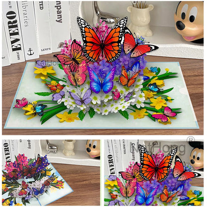 3D Butterfly Pop-Up Card - Floral Wreath Birthday Card for Women, Valentine's Day, Mother's Day Gift for Wife, Mom, Girlfriend