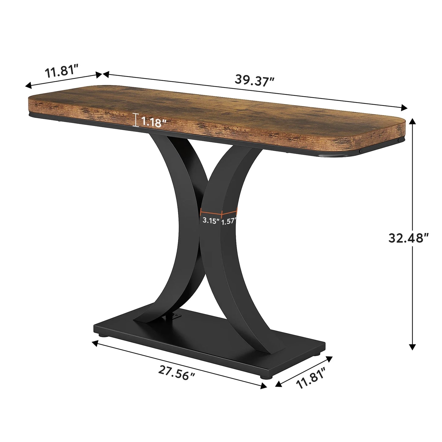 Tribesigns Industrial Console Table, 40 inch Narrow Entryway Foyer Table with Geometric Base, Rustic Hallway Accent Table