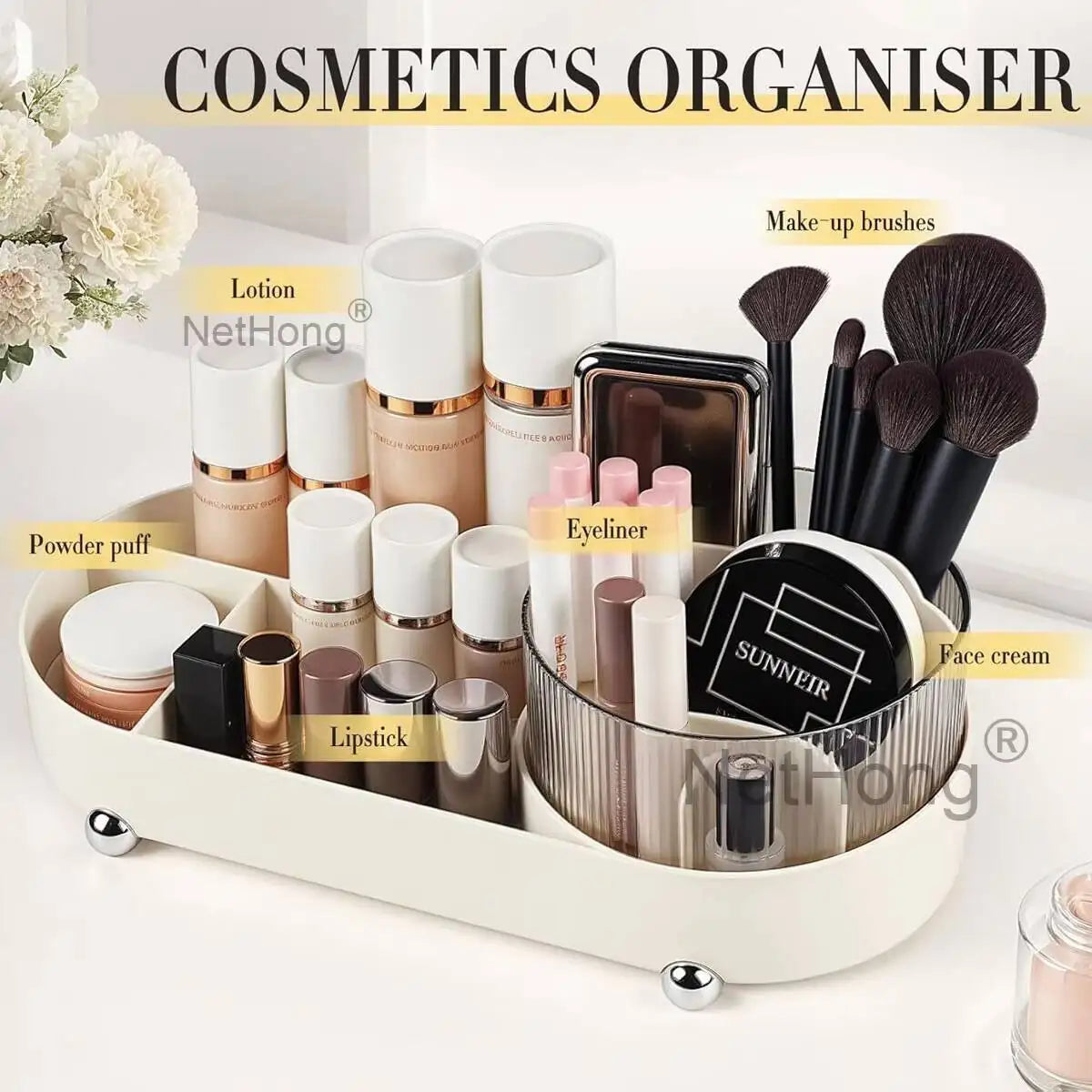360° Rotating Pen Holder Desk Tidy Organizer Pencil Pot Makeup Brush Storage Box