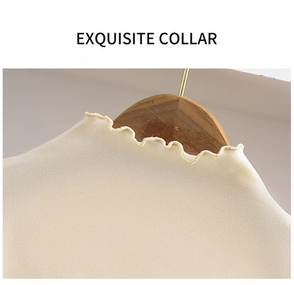 Girls Long Sleeve T-Shirt - Black Ruffle Edge Autumn Winter Base Layer