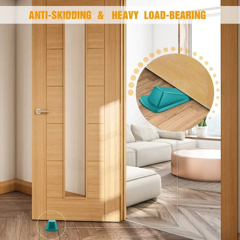 Safety Silicone Door Stop 2Pcs - Non-Slip Door Stopper Wedge for Home Office No Drill Required