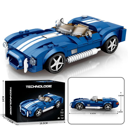 312PCS Blue Sport Car Building Block Set Creative City Vehicle Diy Car Model Bricks Desktop Display Toys For Kids Holiday Gifts