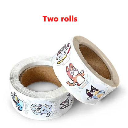 Bluey Bingo Dog 500 Sheets/Roll Sticker Cute Cartoon Anime Sticker Decoration Kids Album Diary Envelope Sealing Paper Tape