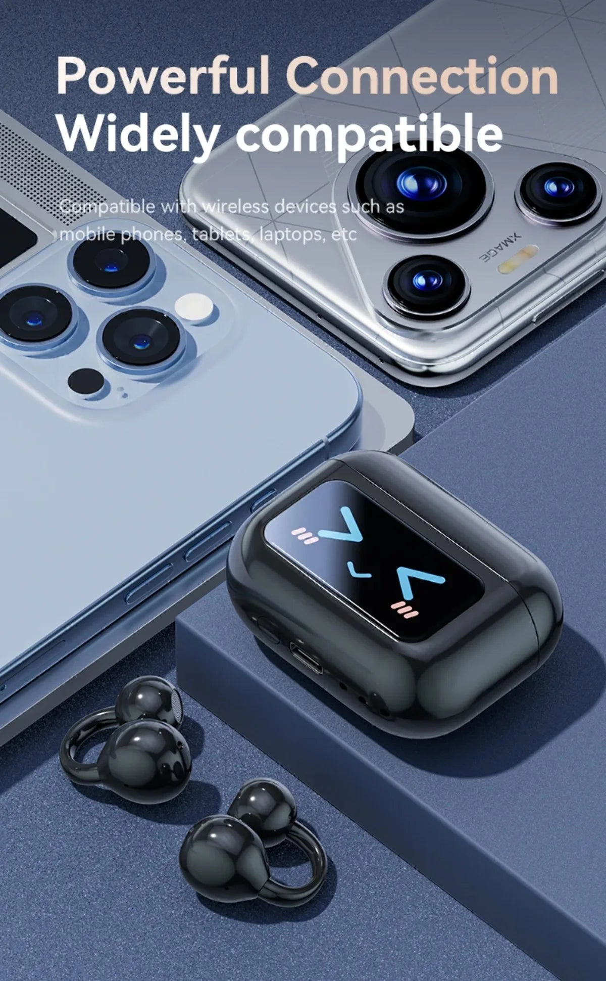 Touch Screen Bluetooth Headphones 144 Languages Real-time Translation Headphones Wireless Open Ear Clips Sports Gaming Earphone
