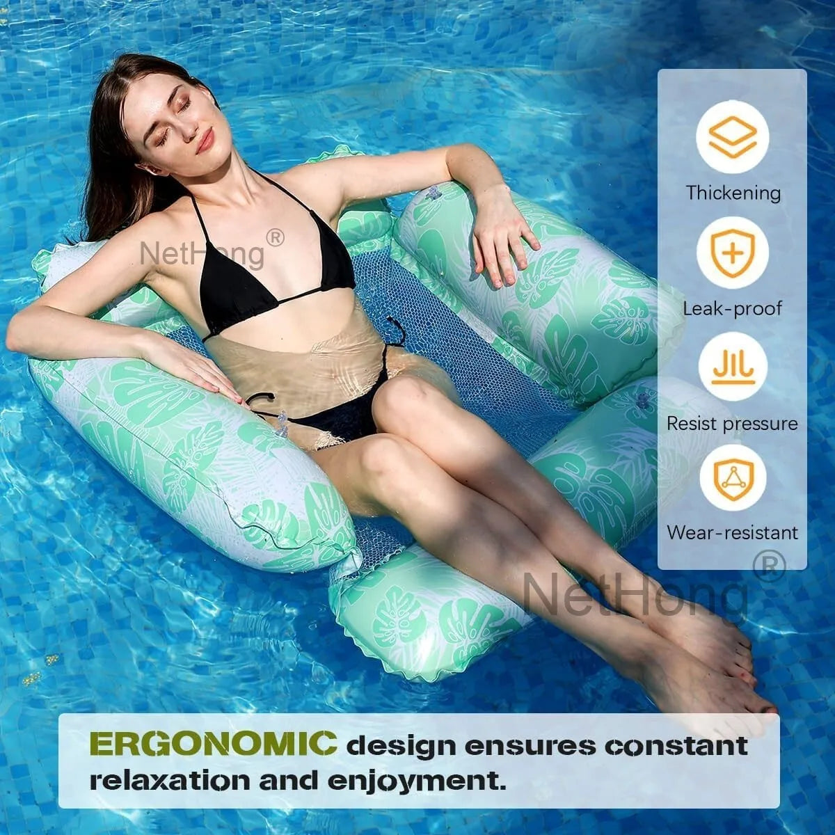 Iatable Chair 4Tube Pool Lounger Float Water Hammock Multi-Purpose