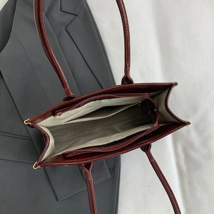 Luxury Handbag Designer Tote Bag for Women PU Leather Shoulder Bag Trendy Red Tote Bags Clutch Handbag for Work Commuter Bag