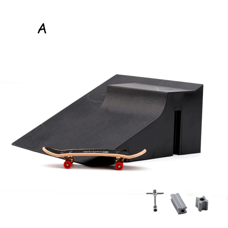 Finger Skateboard Skatepark Mini Ramp Skateboarding with Metal Wheels Finger Teck Toys for Finger Sport Game