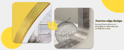 Bathroom Mirror with LED 60/80cm Round Illuminated Wall Mirror Aluminum Gold Frame Anti-fog 3 Lighting Color Memory Function