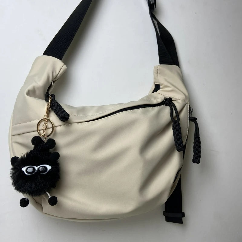 Korean Simplified New Moon Bag Fashionable Design Wheat ear Cross Body Bag Versatile High end Single Shoulder Dumpling Bag