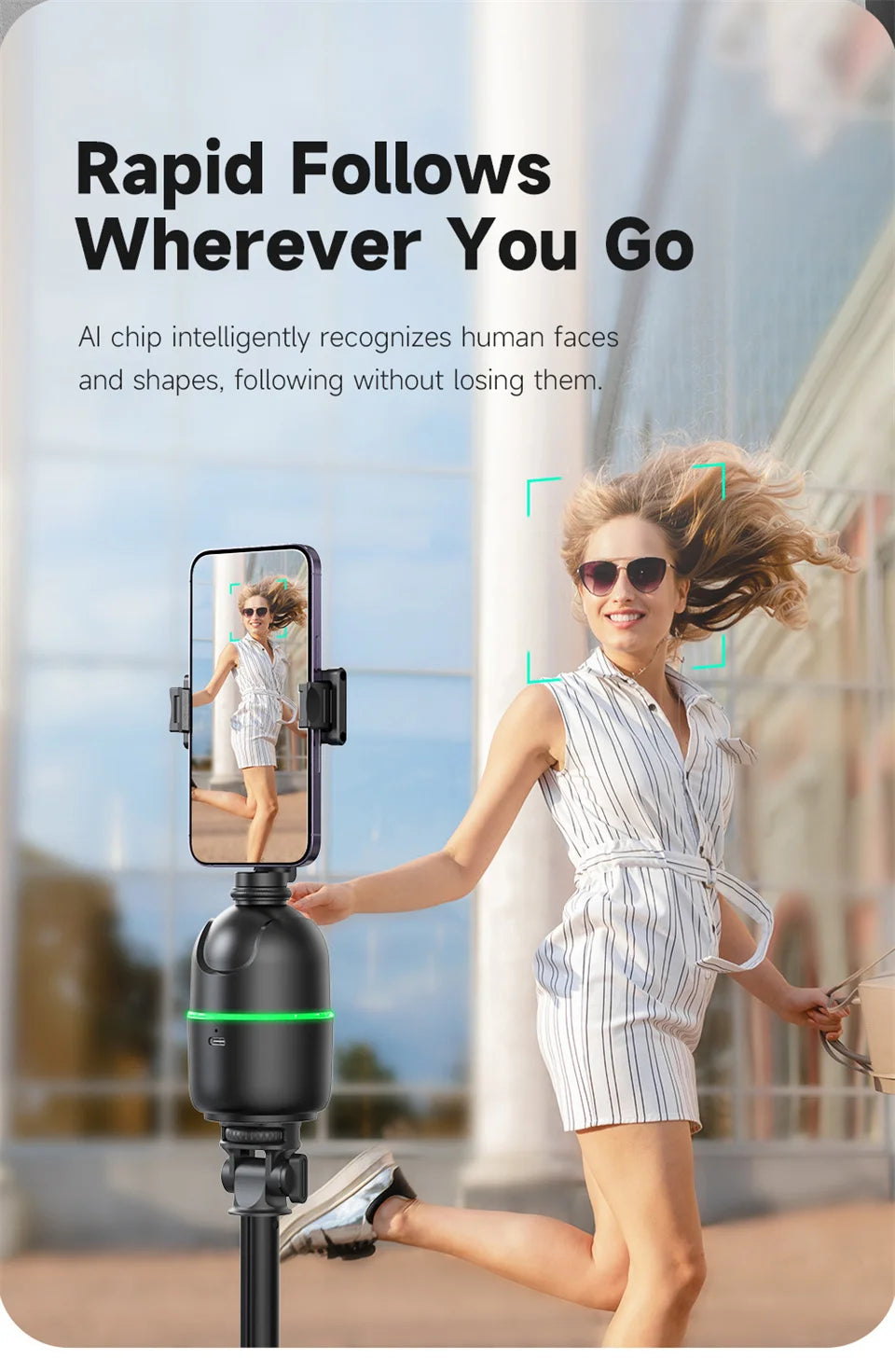 Roreta Multifunctional selfie stick with light anti shake shooting image stable for iPhone smartphone handheld gimbal stabilizer