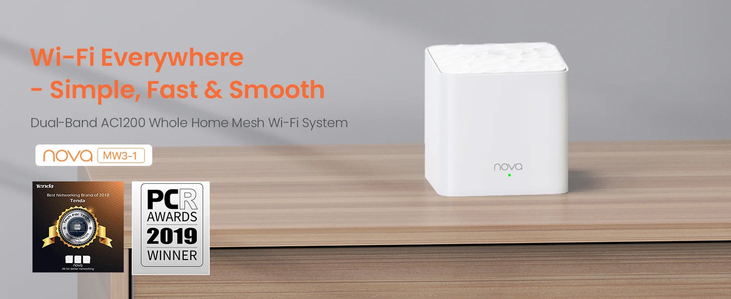Tenda Nova Mesh WiFi System (MW3)-Up to 2000 sq.ft Whole Home Coverage Replaces Wi-Fi Router Extender Single Easy Step via APP