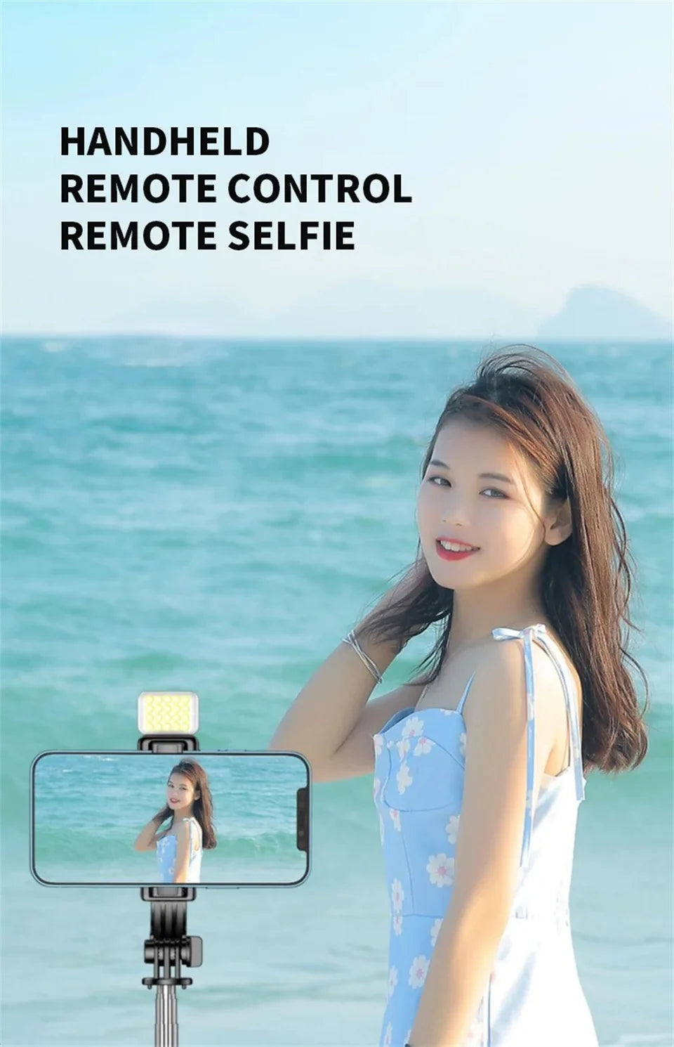 Portable Mini Selfie Stick Led Fill Light Foldable Tripod Phone Stand Holder Support Wireless Bluetooth Remote Control Shutter