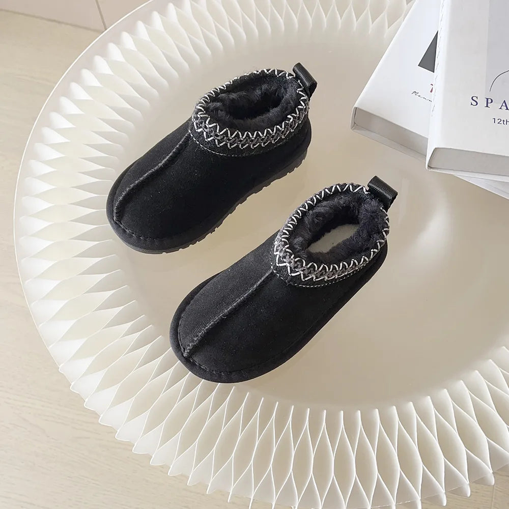 Kids Winter Slippers - Luxury Fur Lined Non-Slip Indoor Boots for Boys & Girls