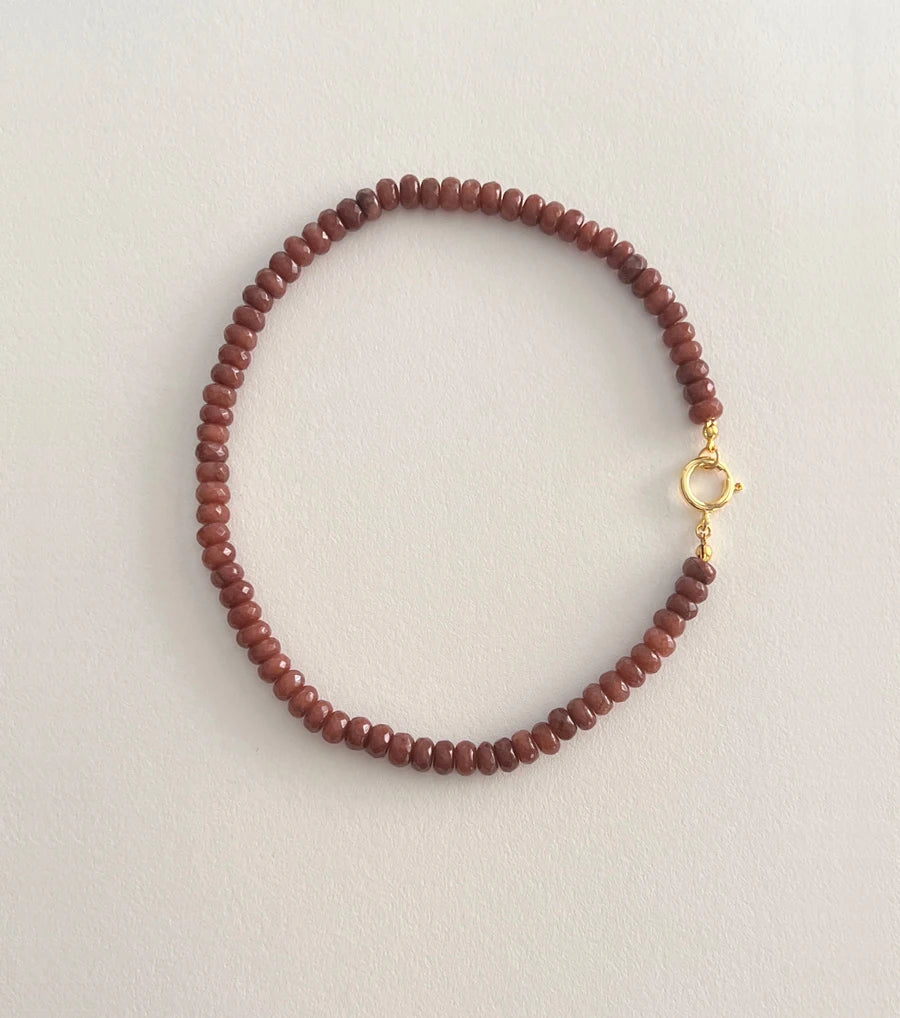 Colored Semi-precious Stone Fashion Necklace 5*8 Cut Natural Stone Beaded Necklace For women, Luxury Handmade  Jewelry