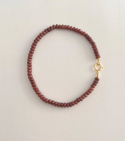 Colored Semi-precious Stone Fashion Necklace 5*8 Cut Natural Stone Beaded Necklace For women, Luxury Handmade  Jewelry