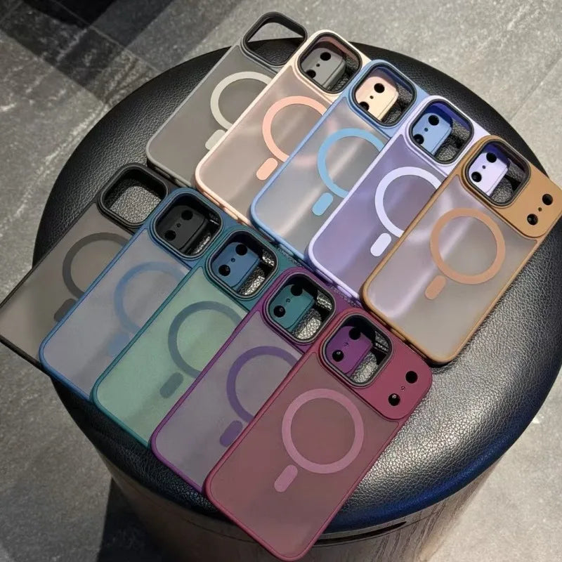 Translucent Frosted Matte Magnetic Phone Case For iPhone 17 16 15 14 Plus 13 12 Pro Max Case For Magsafe Wireless Charging Cover