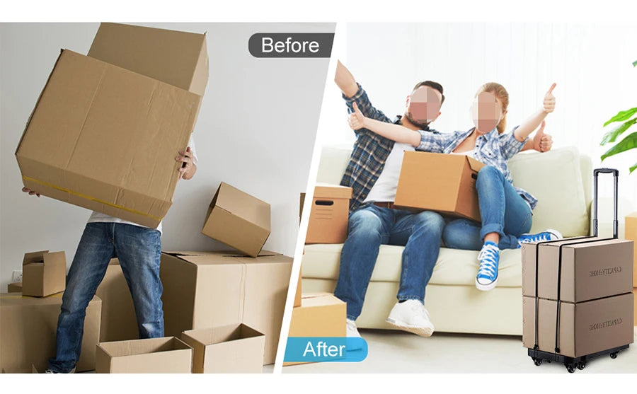 Folding Hand Truck 6 Wheel 200KG Capacity Heavy Duty Trolley Portable Telescopic Handle Cart Luggage Travel Moving Shopping Cart