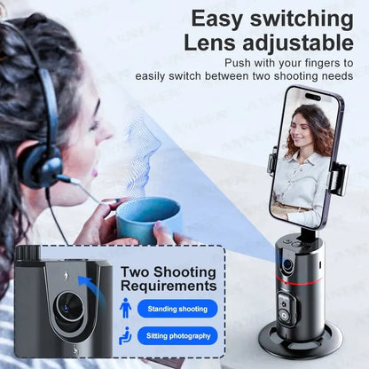 P02 Auto Face Tracking Stand 360° Rotation Phone Holder Desktop Following Gimbal Stabilizer for Smartphone Live Vlogging Video