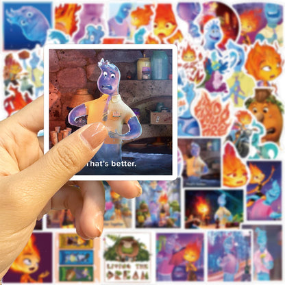 50pcs Disney Cartoon Movie Elemental Stickers for Kids Toys Kawaii Cute Decals DIY Laptop Phone Waterproof Decoration Sticker