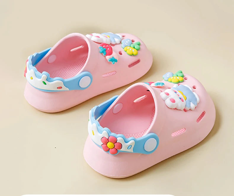 Girls Sandals Trendy Cute Cartoon Soft Sole Clogs For Baby Breathable Non-slip Clogs For Indoor Outdoor Beach Garden Shoes
