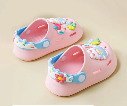 Girls Sandals Trendy Cute Cartoon Soft Sole Clogs For Baby Breathable Non-slip Clogs For Indoor Outdoor Beach Garden Shoes